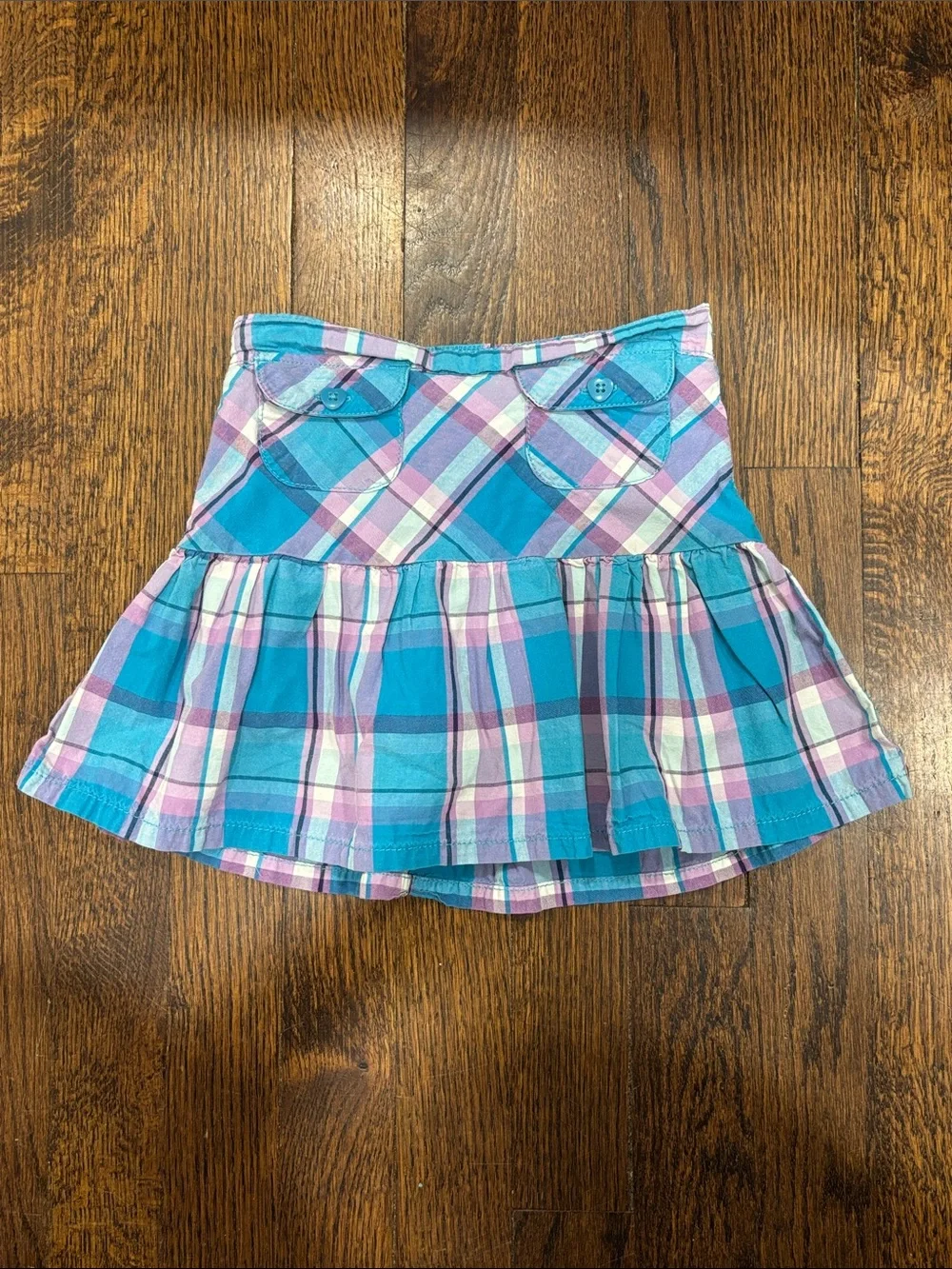 Faded Glory Plaid Tiered Skort in Blue and Purple size 4T